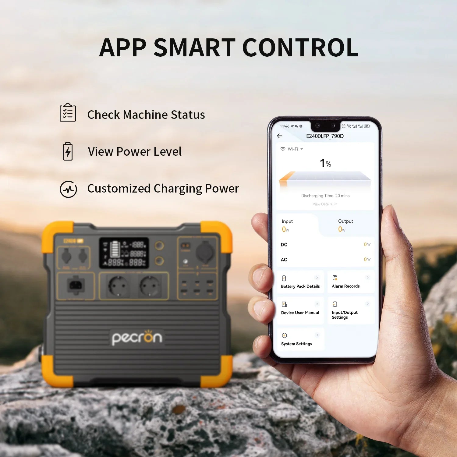 PECRON E2400LFP портативная зарядная станция с расширением ёмкости 2400W 2048Wh — изображение 6