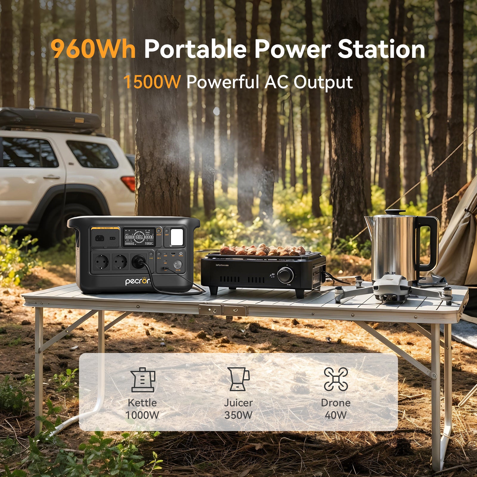 PECRON F1000LFP портативная зарядная станция 1500W 960Wh — изображение 2