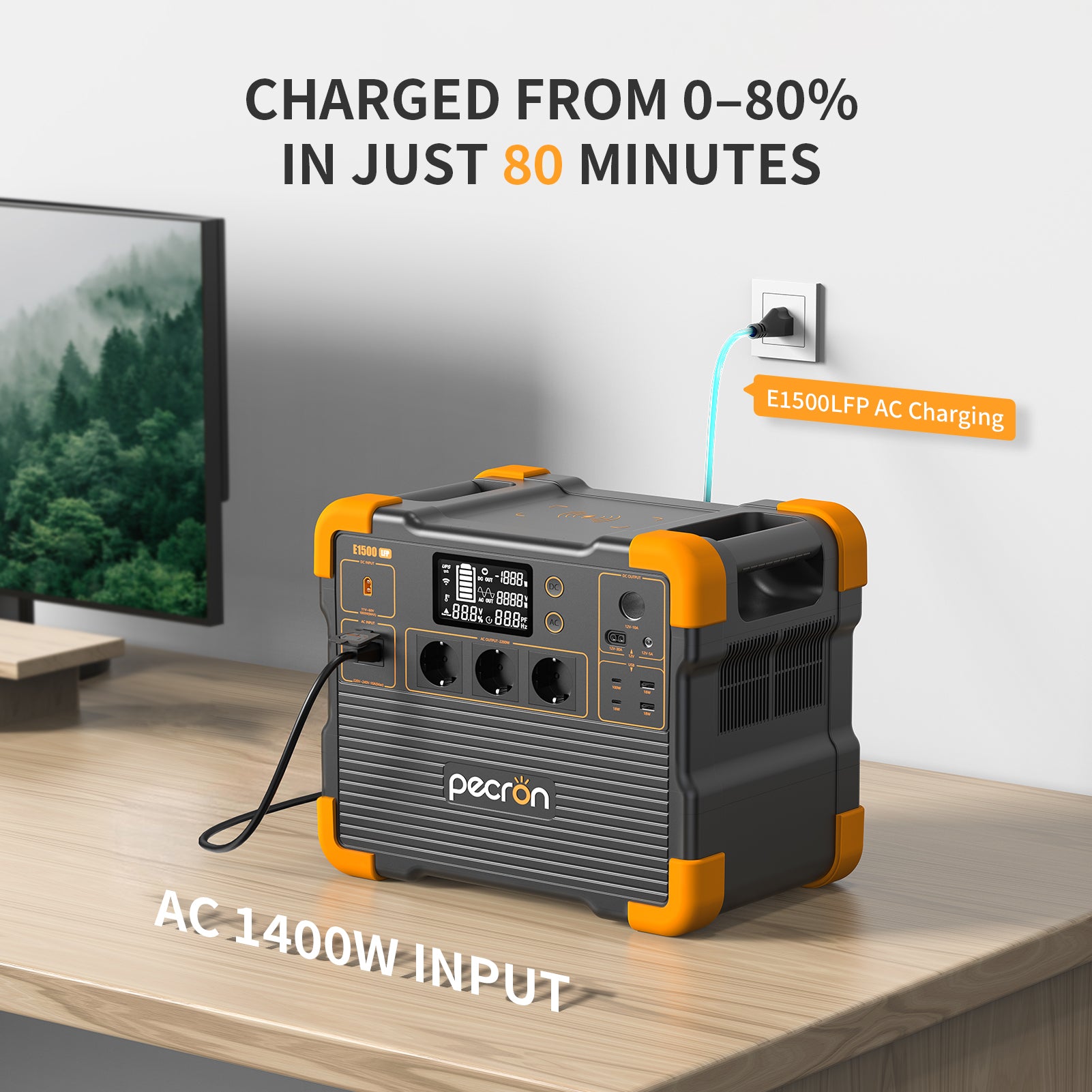 PECRON E1500LFP портативная зарядная станция с расширением ёмкости 2200W 1536Wh — изображение 2