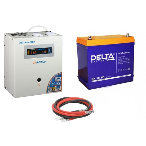 ИБП ДЛЯ КОТЛА | Инвертор (ИБП) Энергия PRO-1000 + Аккумуляторная батарея Delta GX 1255 — изображение 2