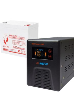ИБП ДЛЯ КОТЛА | Комплект инвертор Энергия Гарант 1000 + АКБ Рубин 12V 55Ah