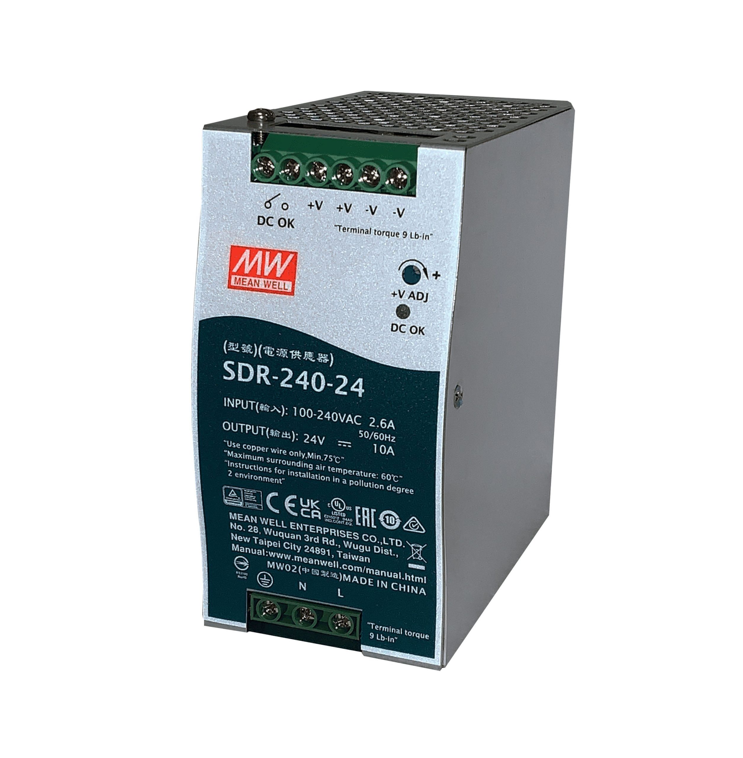 SDR-240-24 источник питания АC/DC, 230В/24В — изображение 2