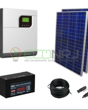 Солнечная электростанция 2.1 кВт*ч в сутки Solar GEL MPPT 2024 с крепежом