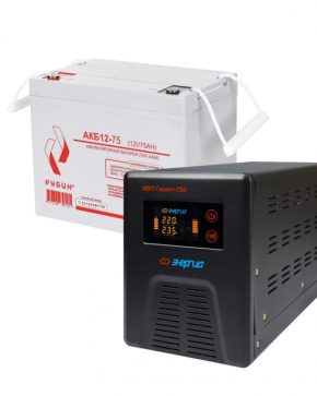 ИБП ДЛЯ КОТЛА | Комплект инвертор Энергия Гарант 750+ АКБ Рубин 12V 75Ah