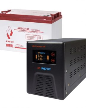 ИБП ДЛЯ КОТЛА | Комплект инвертор Энергия Гарант 750 + АКБ Рубин 12V 100Ah