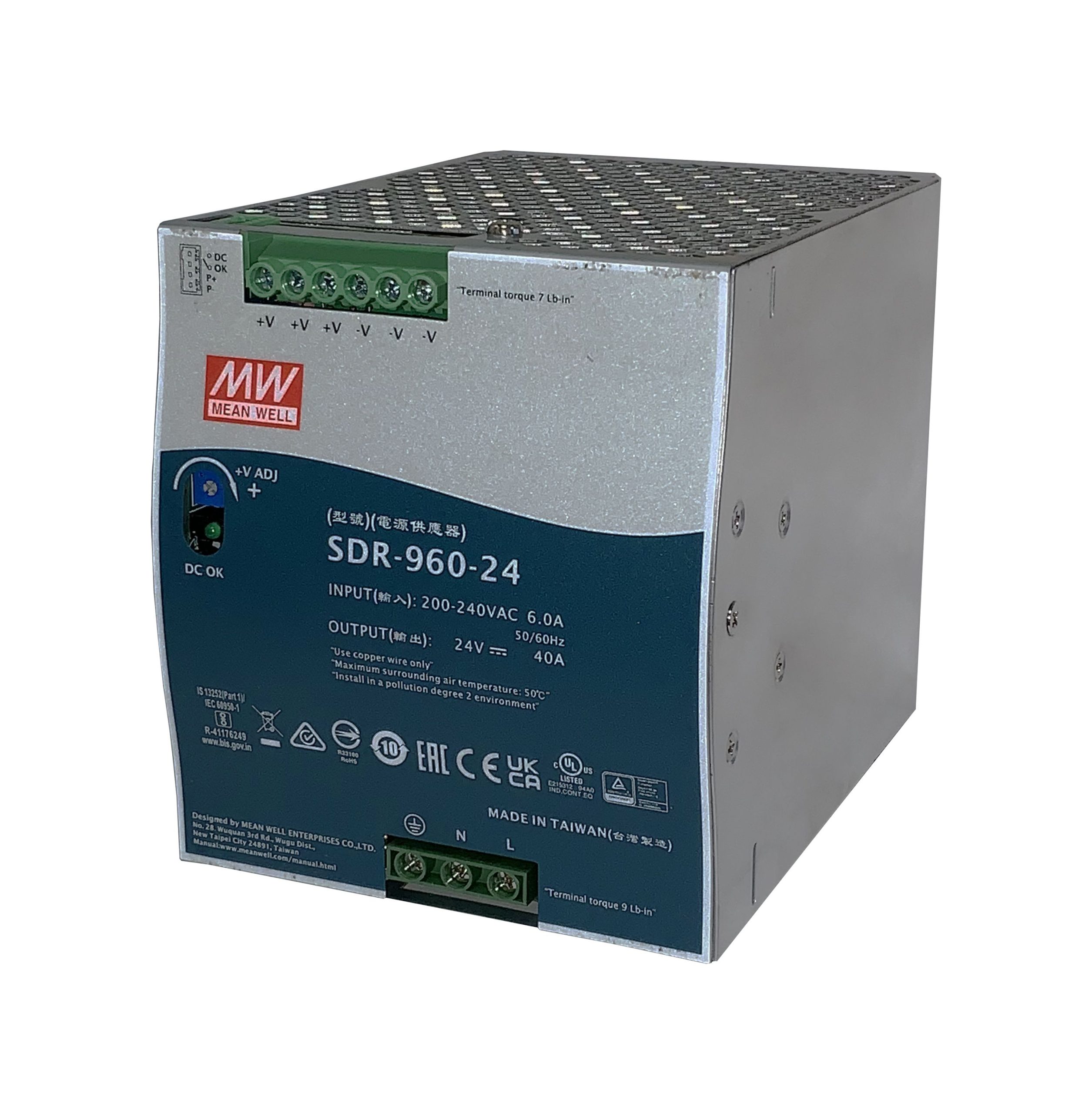 SDR-960-24 источник питания АC/DC, 230В/24В — изображение 2