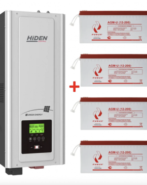ИБП ДЛЯ ДОМА ИБП Hiden Control HPS30-5048 (48в 5000Вт) + АКБ Рубин AGM-U 12-200 x4