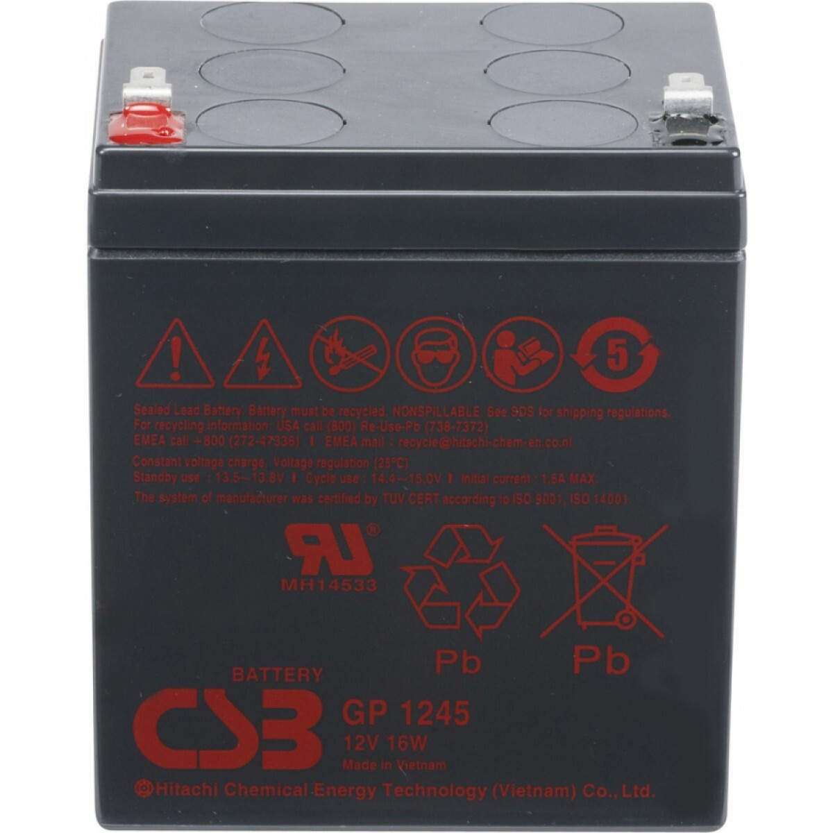 Аккумуляторная батарея CSB GP1245 F1 (12V16W) — изображение 2