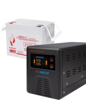 ИБП ДЛЯ КОТЛА | Комплект инвертор Энергия Гарант 500 + АКБ Рубин 12V 75Ah