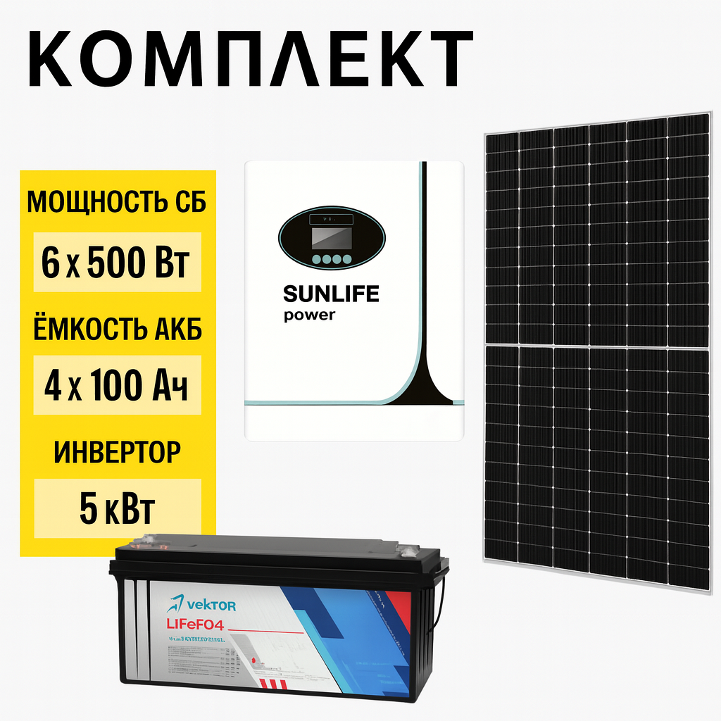 Солнечная электростанция «Дом 19.5 кВтч в сутки ЛИТИЙ»