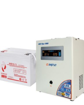 ИБП ДЛЯ КОТЛА | Комплект инвертор Энергия ИБП PRO 1000 + АКБ Рубин 12V 75Ah