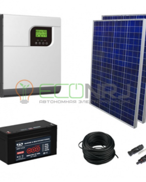 Солнечная электростанция 2.1 кВт*ч в сутки Solar GEL PWM 2024 с крепежом