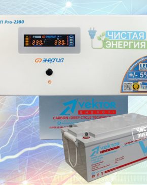 ИБП ДЛЯ ДОМА | Инвертор Энергия Pro 2300+ Аккумуляторная батарея Vektor GL 12200