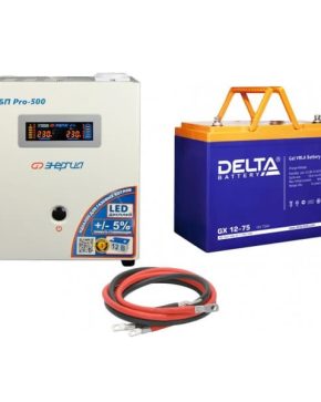 ИБП ДЛЯ КОТЛА | Инвертор (ИБП) Энергия PRO-500 + Аккумуляторная батарея Delta GX 12-75
